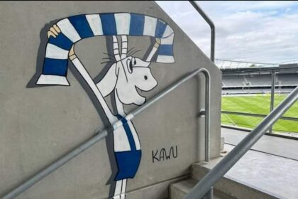 Lech fanų piešinys Dariaus ir Girėno stadione