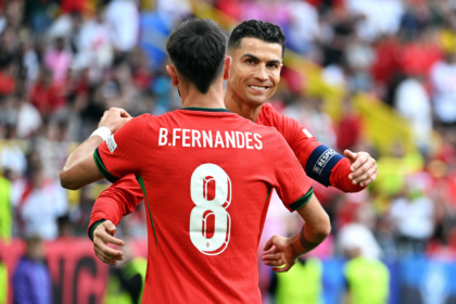 Cristiano Ronaldo ir Bruno Fernandesas (Scanpix nuotr.)