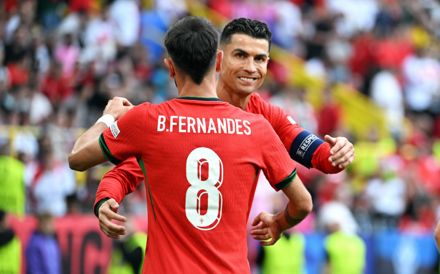 Cristiano Ronaldo ir Bruno Fernandesas (Scanpix nuotr.)