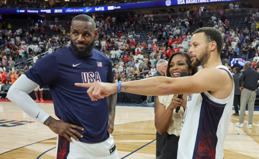 LeBronas Jamesas ir Stephas Curry (Scanpix nuotr.)