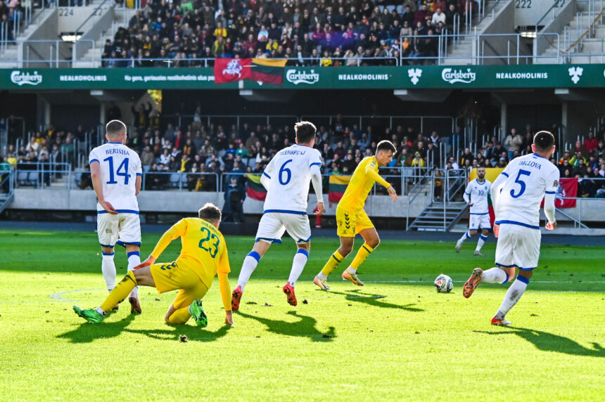 Lietuvos futbolo rinktinės mačas su Kosovo futbolininkais (BNS Foto nuotr.)