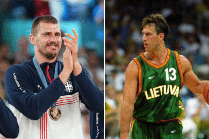 Nikola Jokičius ir Šarūnas Marčiulionis (FIBA, Scanpix nuotr.)
