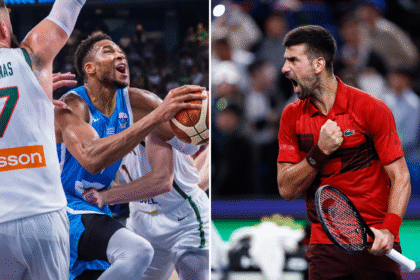 Giannis Antetokounmpo ir Novakas Džokovičius (FIBA/Scanpix nuotr.)