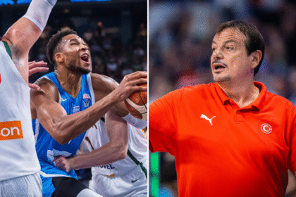 Giannis Antetokounmpo ir Erginas Atamanas (FIBA nuotr.)