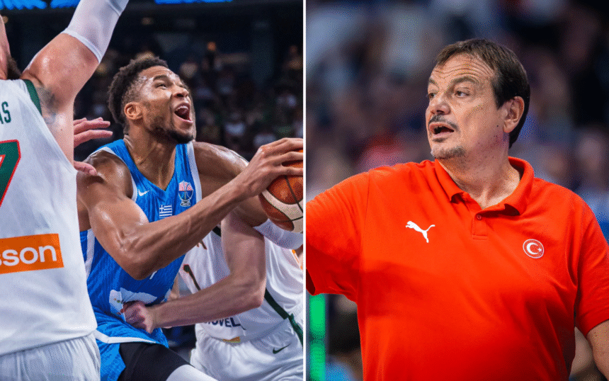 Giannis Antetokounmpo ir Erginas Atamanas (FIBA nuotr.)