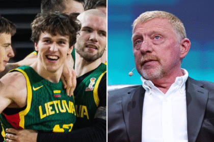 Ignas Sargiūnas ir Borisas Beckeris (FIBA/Scanpix nuotr.)