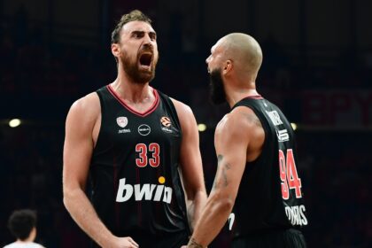 Nikola Milutinovas ir Evanas Fournier. Olympiacos X nuotr.