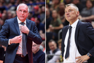 Željko Obradovičius ir Šarūnas Jasikevičius (Scanpix/BNS Foto nuotr.)