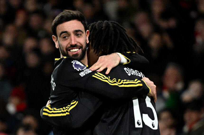 Bruno Fernandesas ir Patrickas Dorgu (Scanpix nuotr.)