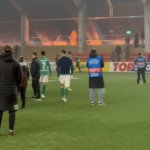 Gaisras Marijampolės futbolo manieže (Stopkadras)