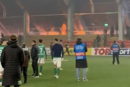 Gaisras Marijampolės futbolo manieže (Stopkadras)