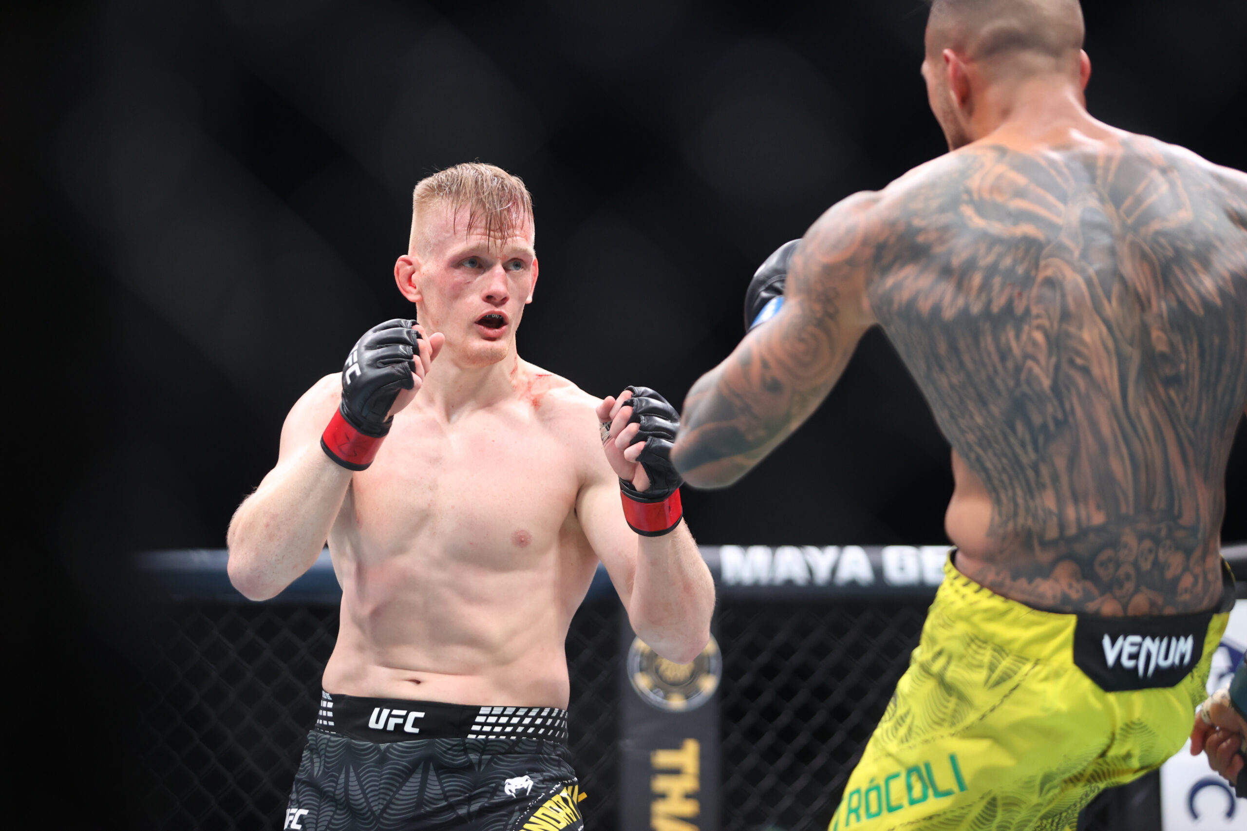 Galingu smūgiu alkūne brazilą pavaišinęs lietuvis pergalingai debiutavo UFC