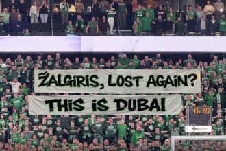 Dubai pakeisti žodžiai Žalgirio fanų plakate