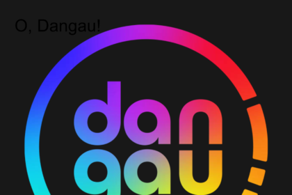 Rainbow-gradient circular logo with the word 'dang!' on a black background.