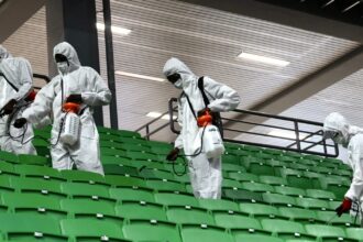 Valymas „Panathinaikos“ arenoje. Panathinaikos BC „X“ nuotr.