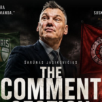 Poster for 'The Comment Section' showing a man in a suit amid green and red flags and a cheering crowd with speech bubbles and quotes.