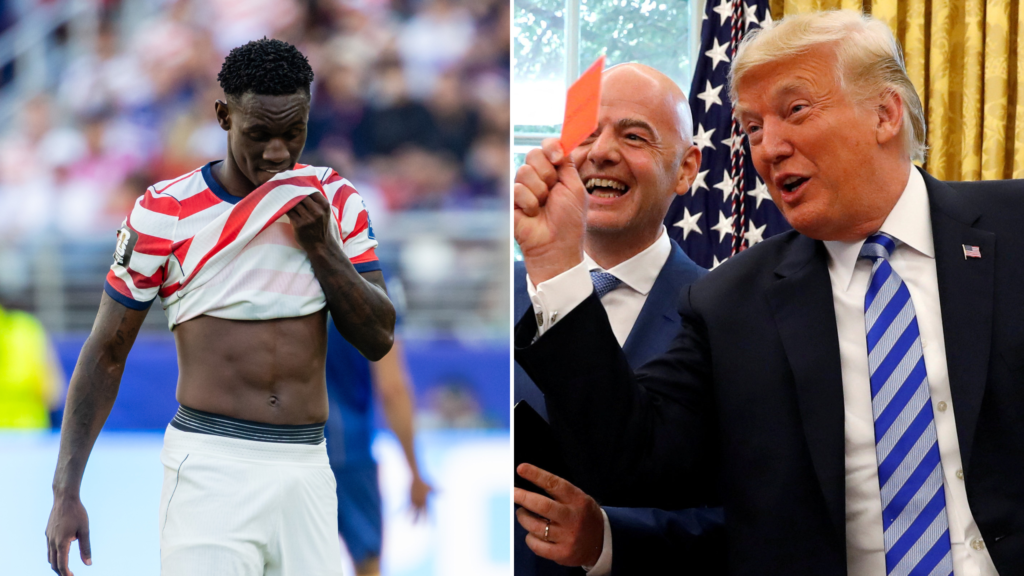 Folarinas Balogunas ir Donaldas Trumpas (Scanpix nuotr.)