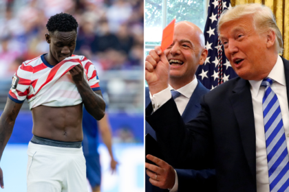 Folarinas Balogunas ir Donaldas Trumpas (Scanpix nuotr.)