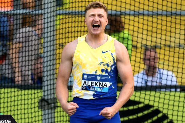 Deimantinės lygos varžybose Mykolas Alekna net keturis kartus diską pasiuntė už 70 metrų ribos.