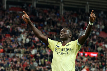 Bukayo Saka. Scanpix nuotr.