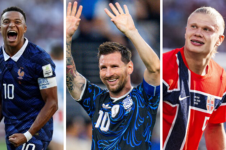 Kylianas Mbappe, Lionelis Messi ir Erlingas Haalandas. Scanpix nuotr. koliažas