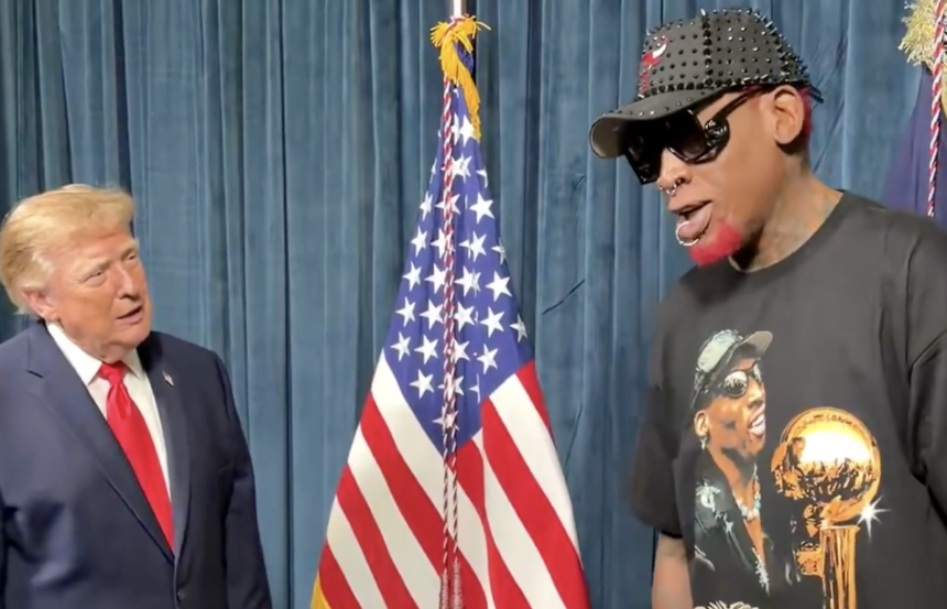 Donaldas Trumpas ir Dennisas Rodmanas (Stopkadras)