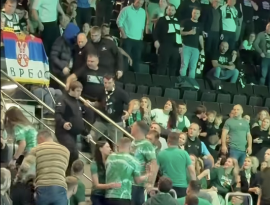 Fanų konfliktas Žalgirio ir Partizan mače (Stopkadras)